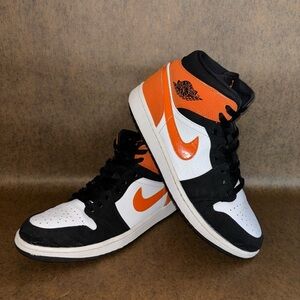 *NIKE* Air Jordan 1 Mid Shattered Backboard Orange/ Black Shoes Men’s Size 10.